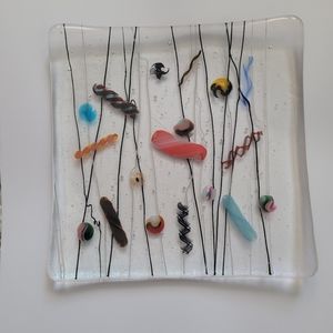 Kurt McVay Art Glass Dish Signed